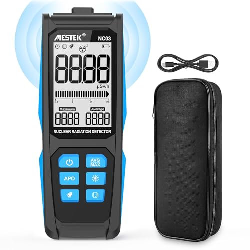 Contatore Geiger MESTEK Rilevatore di Radiazioni Nucleari Dosimetro Monitor, Portatile a raggi X Beta Gamma Contatore Geiger, 3 metodi di allarme, Portatile in mano Ricaricabile con display LCD