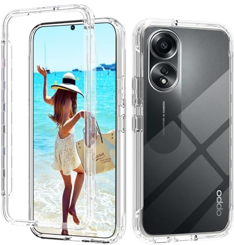 ISOI Funda para OPPO A58 4G, 360 Grados Protección Diseñada, Transparente Ultrafino Silicona TPU Frente y PC Back Carcasa Belleza Original Funda de Doble Protección - Transparente