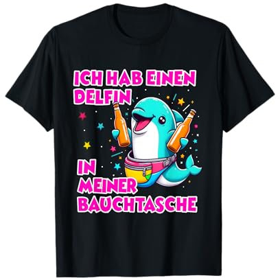 Delfin in meiner Bauchtasche Party Outfit Sommer Mallorca T-Shirt