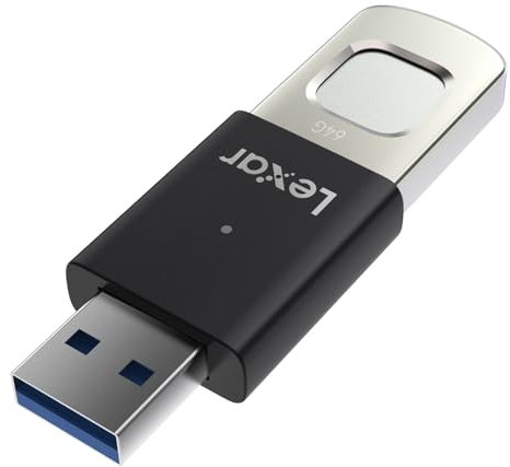 Lexar JumpDrive Fingerprint F35 PRO 64 GB USB 3.0-Flash-Laufwerk, bis zu 300 MB/s Lesen/150 MB/s Schreiben, USB-Stick, 10 Fingerabdruck-IDs zulässig, Speicherstick, PC/Laptop (LJDF35P064G-RNBNG)