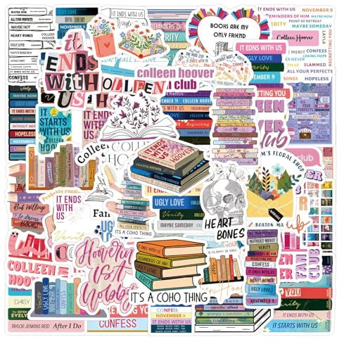 50Pcs Colleen Hoover Stickers Laptop Car Scrapbook Phone Skateboard Suitcase Luggage Bike Colleen Hoover Stickers Vinyl Waterproof Aesthetic Personalised Stickers for Teens Boys Girls Adults