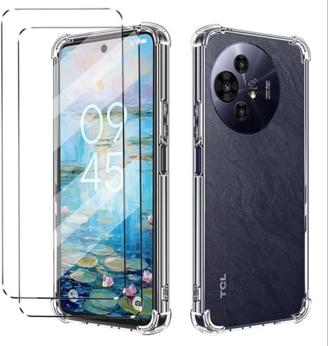 Airbag Funda con 2pcs Cristal Templado Protectora Capa Compatible with TCL 50 Nxtpaper 5G Antigolpes Fundas Carcasa Compatible with TCL 50 Nxtpaper 5G Silicona Funda de Móvil cristal antirotura Clear