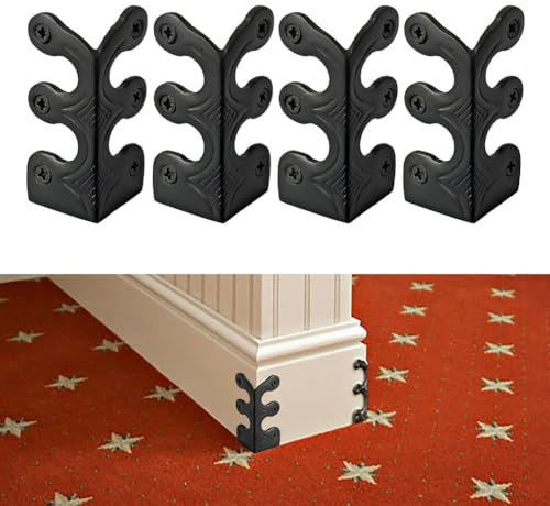 4PCS Skiffers Baseboard Corner Protectors, Solid Brass Skirting Board Corner Protectors, Vintage Metal Corner Protector, For Baseboards