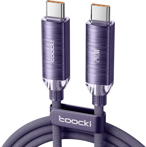 toocki 240W Cavo USB C a USB C, 2M PD3.0 Cavo USB Type-C Ricarica Rapida, Nylon Cavo USB Tipo C per iPhone 16 Pro Max, MacBook Air, iPad Pro, Samsung Galaxy S24, Xiaomi, Huawei, Viola