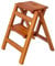 Wooden 2 Step Folding Foot Stool Ladder Chair Portable Home Office Warehouse Step Stool Bookshelf Plant Stand with Rack