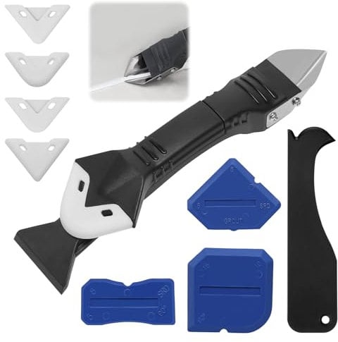 Raschietto Silicone Professionale, Kit Rimuovi Silicone Doccia, Spatola per Silicone Raschietto Togli Silicone per Bagno,Cucina,Pavimento