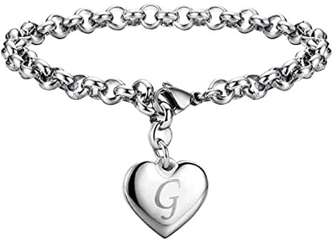 Women's Stainless Steel Silver Heart Bracelet Of 20 Cm Armbander Stein Amethyst Halskette Bettelarmband Mama Kettenarmband Teenager Armreif Personalisierte Gliederkette Jewelry Bracelet