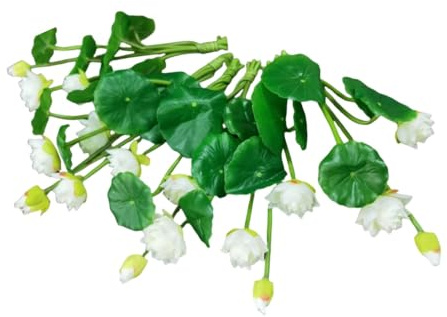 Urier Künstliche Seerosen, 25,4 cm, Seidenpflanzen, schwimmende Blumen, Kunststoffblumen, Lotusblumen, realistische künstliche Blumen, Lotusdekoration für Aquarium, Heimdekoration, 6 Stück