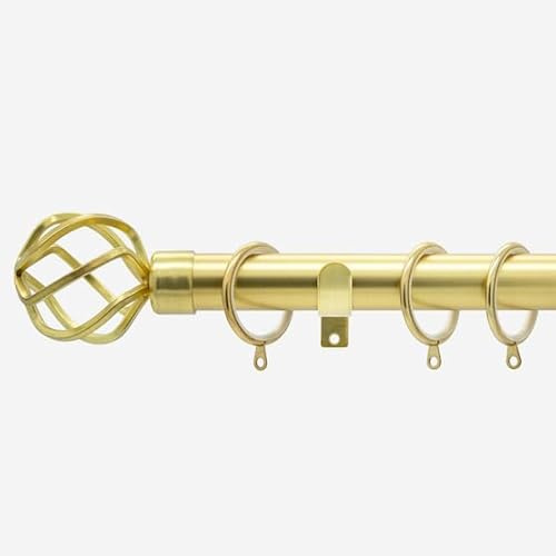 Brushed Gold 28mm Cage Fixed Length Metal Curtain Pole