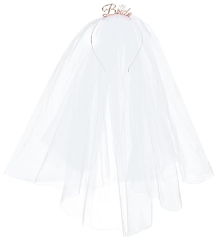 OWill Bride to Be Veil Hair Bands White Double Veil Decorations Hen Party Veil Hair Bands Hen Party Accessories Bridal Party Decorations Fiancee Party Accessories