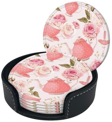 Tazza da tè con rose, romantica, con stampa shabby chic, con scatola portaoggetti, per casa, ufficio e ristorante