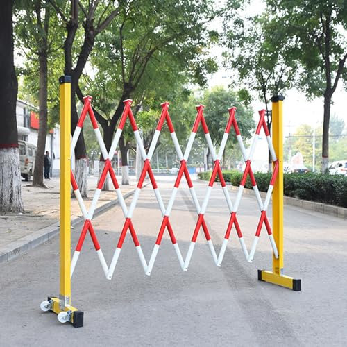 OWOHYG Expandable Barricade Gate with Casters 1.2x6 m, Portable Safety Barrier Gate, Folding Security Gat, Flexible Garden Fence, for Outdoor, Driveway, Garage, Yard (B 1.2x3 m)