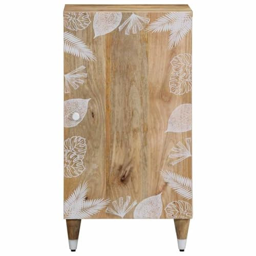 Eleganz Sideboard aus Massivholz Mango | Regalsystem für Wohnzimmer & Esszimmer | Natürliche Optik mit weißem Lack | Stabile Holz-Metall-Kombination | Platzsparend & stilvoll