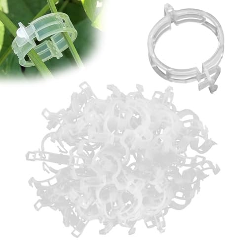 100 PCS Transparent Plastic Plant Support Clips for Climbing Plants - Garden Clips for Clematis, Runner Beans, Sweet Pea, Cucumber Trellis & Outdoor Plants