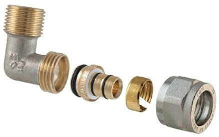 Raccord incurvé mâle à compression pour multicouche 2 pièces assemblé 3/4x3/4-20