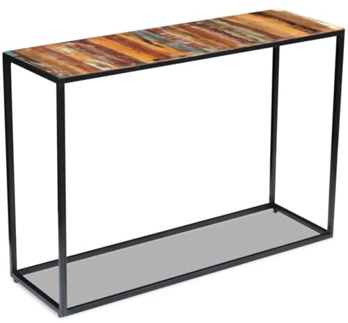 QUAHEAS Table console en bois recyclé recyclé 110 x 35 x 76 cm, fabriquée à la main, multicolore, robuste, pour salon, chambre à coucher, couloir