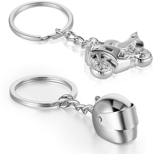 DOPENSPI Lot de 2 porte-clés en métal pour casque de moto et moto, idée de décoration, cadeau pour motard, porte-clés