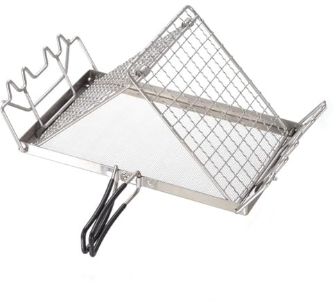 Wilgure Support pour grille-pain en acier inoxydable, réchauffeur à pain pliable, camping aventure, plateau grille-pain, gril en acier pliable personnalisé, filet de barbecue à pain, support de grille