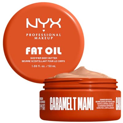 NYX Professional Makeup, Fat Oil Body Butter, 24 Std. Feuchtigkeit, Whipped Body Moisturizer mit Schimmer-Finish, Avocado-Öl und Sheabutter-Formel, Caramelt Mami, 50 ml