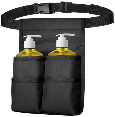 EEEKit Professional Massages Oil Bag: 8 Pockets Massage Bottle Holster | Bottle Lotion Waist Holder with Adjustable Belt for Massage Therapist/Beauty Salons/Spas (Only Bag)