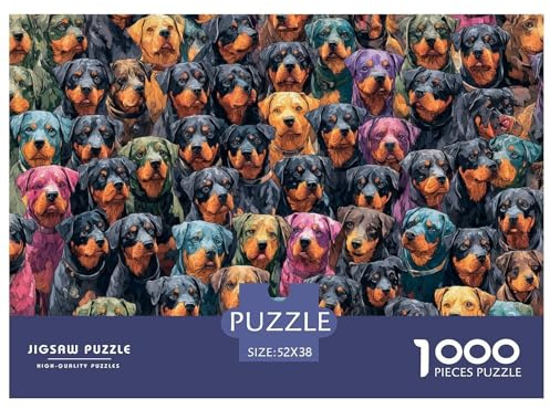 Bunte Hunde Porträts 1000 Teile Puzzle Papier für Erwachsene Künstlerische Illustration Stil Puzzle für Familie Wohnkultur Entspannung Geschenk 52x38cm/1000pcs