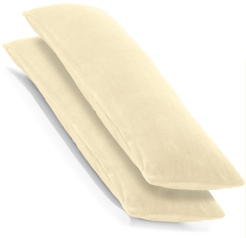 CelinaTex 2er Set Kissenbezug 40x145 cm Doppelpack Coral Fleece Kissenhülle, Seitenschläferkissen Bezug Stillkissenhülle Comfortable Creme weiß 5001362