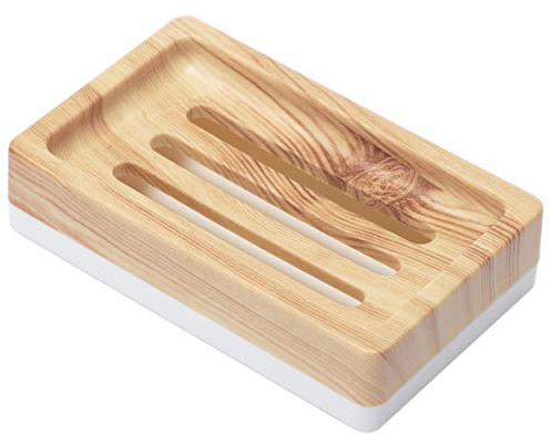 Plastic Soap Dish, Soap Holder, Soap Dishes for Bathroom with Drainage, Soap Dish for Shower Kitchen Counter,Wooden Pattern Color