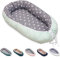 ULLENBOOM Babynest - 100% OEKO-TEX Materialien & Made in EU, Mint Grau - Babynestchen Neugeborene aus kuscheliger Baumwolle, Ideal als Reisebett & Kuschelnest geeignet