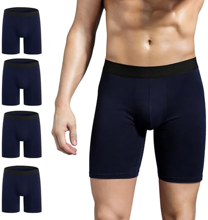 ZLYC Herren Lange Bein Baumwolle Boxershorts Unterwäsche, 3/4 Pack