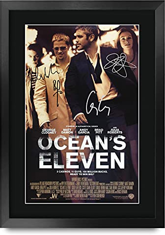 HWC Trading Oceans Eleven A3 Gerahmte Signiert Gedruckt Autogramme Bild Druck-Fotoanzeige Geschenk Für Filmfans