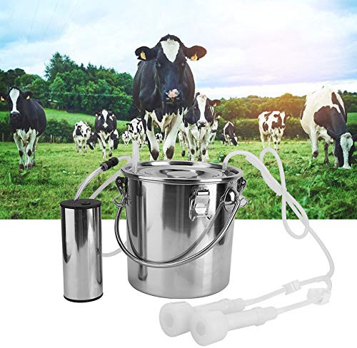 Máquina de Ordeño Eléctrica Portátil, Doble Cabezal, 5L de Capacidad, Acero Inoxidable, con Bomba para Cabras, Kit Completo para Uso Doméstico