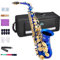 EASTROCK Altsaxophon, Alto Saxophone mit Hartschalenkoffer, Mundstückpolster, Riemen, weiße Handschuhe.Geeignet für Anfänger, Erwachsene, Profi-Künstler (Dark Blue/Golden)