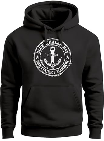 Neverless® Hoodie Herren maritimes Anker Motiv Anchor Print Vintage Stil Kapuzen-Pullover Männer