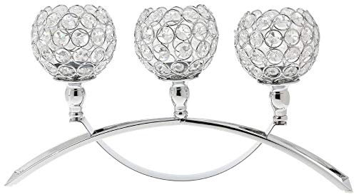 POFET Portavelas de cristal dorado, decoraciones de Halloween, centro de mesa, adornos de Navidad para sala de estar, plateado