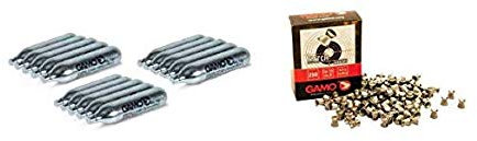 DataPrice Pack 15 bombonas CO2 12gr. Gamo + 250 Balines Gamo Match 4,5 mm. para Pistolas y Carabinas