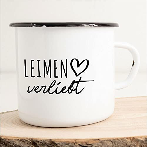 Huuraa Emaille Tasse Leimen Geschenk Kaffeebecher Vintage 300ml Leimen Geschenkidee