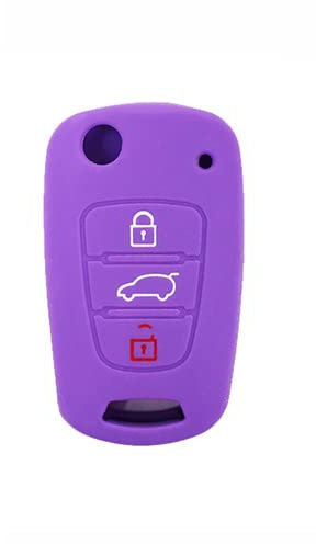 SALPIE Funda de silicona con carcasa protectora para mando a distancia compatible con Hyundai I20 - I30 - IX20 - IX35 - Elantra (Purple)