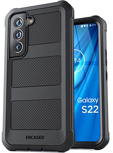 Encased Falcon Hülle für Samsung Galaxy S22 – Robustes Full-Body Schutzcase (Schwarz)