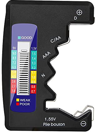 DollaTek 1.5V 9V Digital Battery AA AAA LR44 Tester Tester di capacità della batteria universale Batteria al litio Power Checker Strumenti di misurazione - Nero