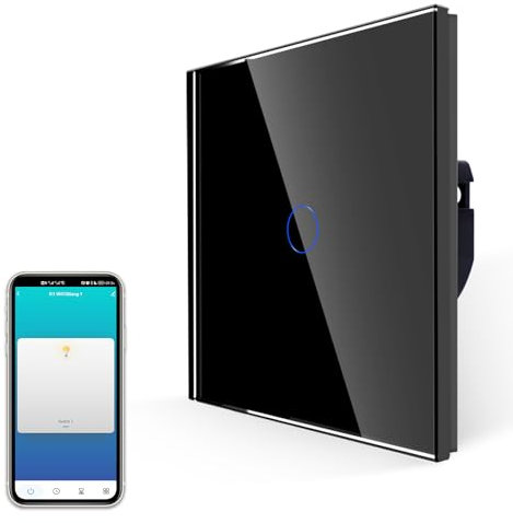 JIMEIDA Interruptor de luz táctil inteligente, no requiere neutro, Alexa Switch funciona con Google Home, temporizador, control multivía por la aplicación Smart Life