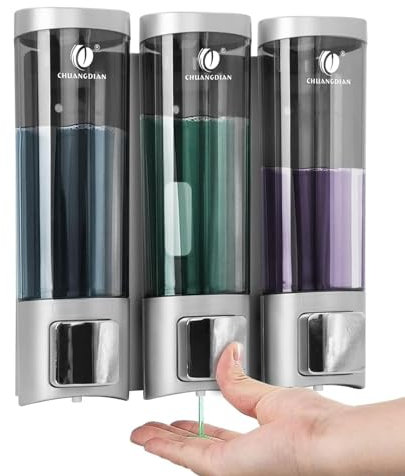 Triple 200ML Soap Dispenser Bathroom Wall Mounted Shower Gel Shampoo and Conditioner Dispenser Kitchen Dish Detergent Container Hand Body Wash Liquid Soap Dispenser for Home Hotel Restaurant