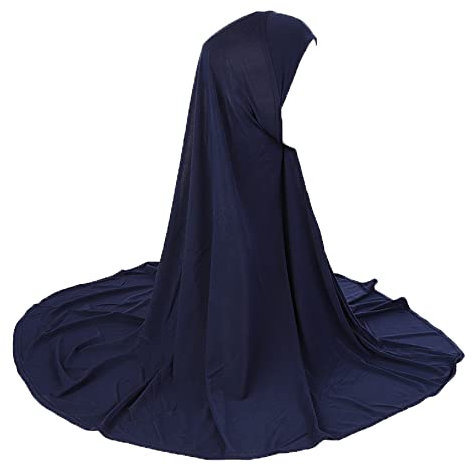 JDYaoYing Muslimischer islamischer Hijabs-Kopftuch, Schal für Damen, langer Turban-Kappe, einfarbig, Hijab, navy, One size