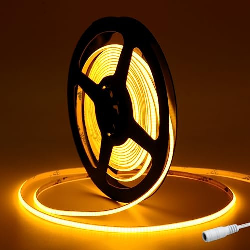 Tayire COB LED Streifen Orange 4mm Breite, DC12V Schneidbar LED Strip 5m 480LEDs/M, CRI90+ Biegbar LED Band Hohe Helligkeit LED Lichtband (Netzteil Nicht Enthalten