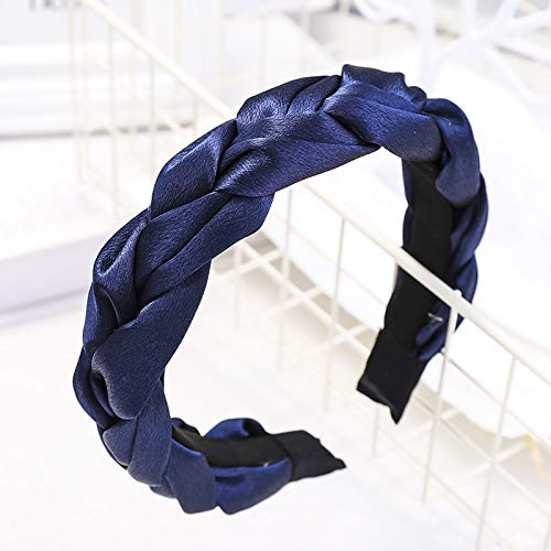 Headband Satin Silk Hair Accessories for Women Twisted Knot Bandana Hairbands. UK Seller. (Navy)