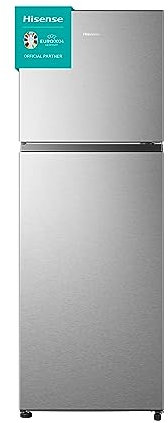 Hisense RT422N4ACF- Frigorífico Dos Puertas, 325L, Cajón Frutas y Verduras, Total No Frost, Puerta Reversible, Metal Back, Silencioso 42 Dba, Acero
