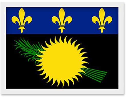 Artery8 Guadeloupe National Flag Patriotic Vexillology World Flags Country Region Poster Artwork Framed Wall Art Print A4