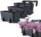 KADAX Macetas de Plástico Imitación Ratán, Maceteros Rectangulares con Platillos y Soportes para Exterior, Jardineras Colgantes (3: Antracita, 40 cm)