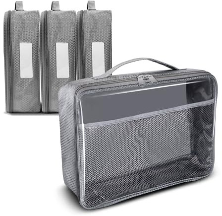 IAMRU Toy Storage Bag, On the Go Toy Storage Organizer, Car Toy Organization, Blocks Travel Bag, Activity Bags for kids, Traveling Carrying Case, Storage Organizer (Large 4 pc Grey Bags)