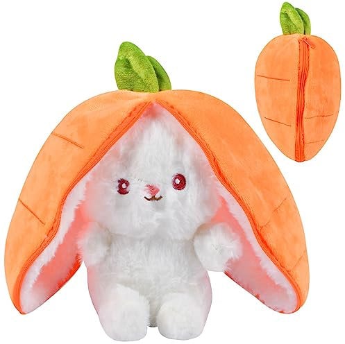 Forhome Hasen Verstecken, Hase Kuscheltier Karotte, Plüschtier Hase, Karotte Plüsch, Hasenplüschtier,Hase Kuscheltier Geburtstagsgeschenke für Kinder, Jungen, Mädchen (18 cm hoch)