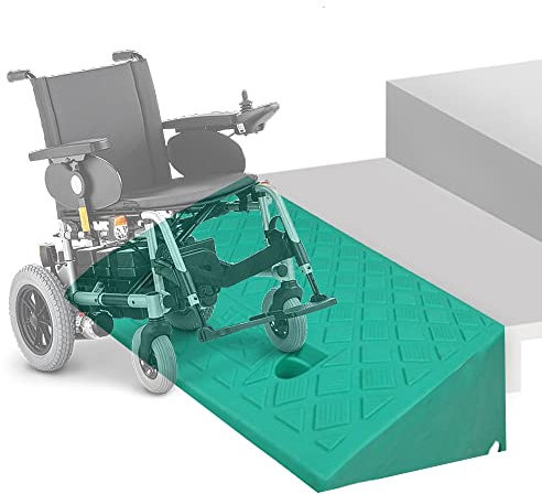 ZJIEX Rampe en Caoutchouc pour Fauteuil Roulant - Bordure Hauteur 3-19cm, Accès Robuste, Chargement Portable pour Voiture, Scooter, Vélo (Vert, 50x27x10cm)